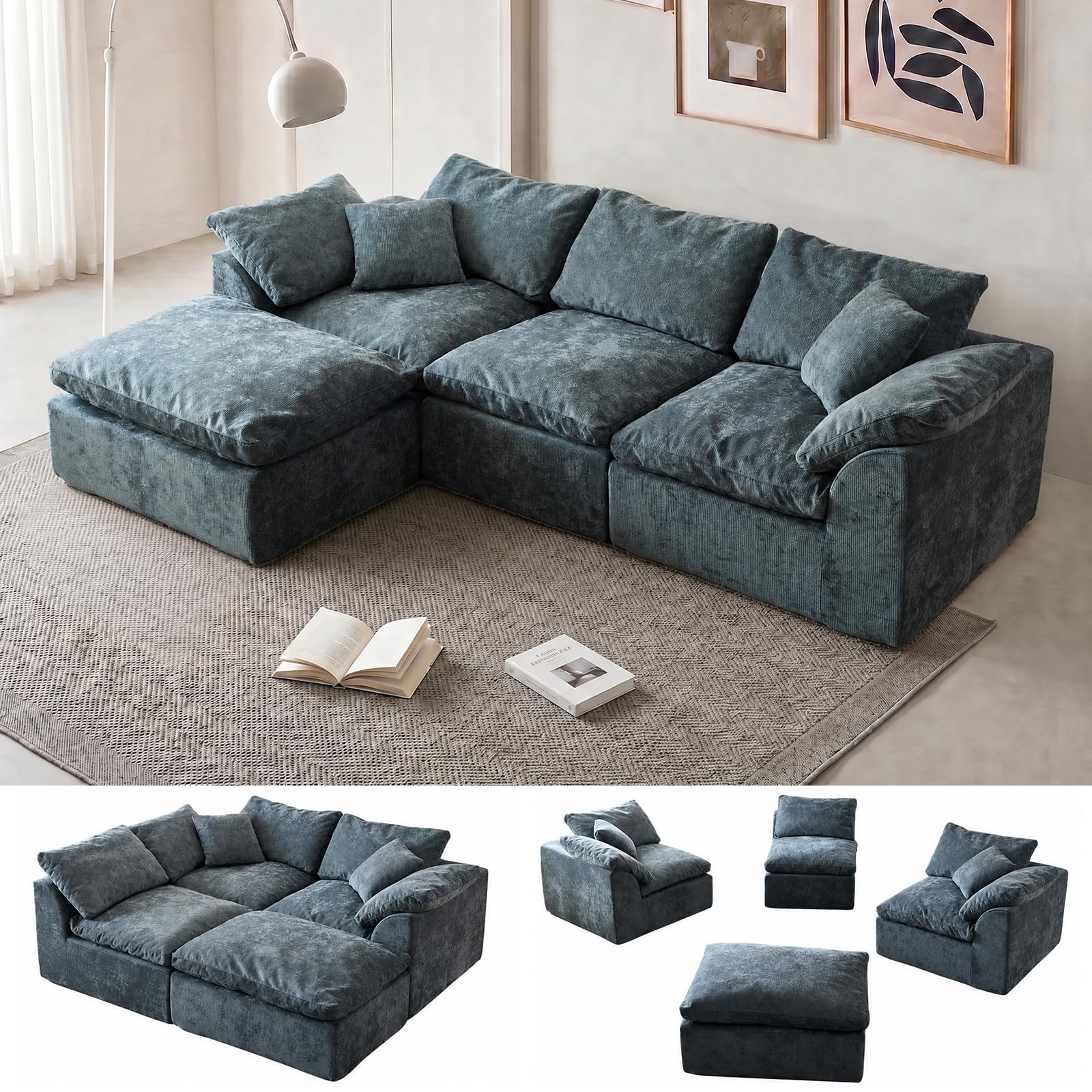 ENEN Cloud Sofa オットマン ダークグレー 2024年購入 Amazon.com: 109